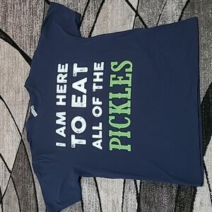 I AM HERE TO EAT ALL OF THE PICKLES BLUE CREW-NECK TEE-SHIRT PRICE FIRM